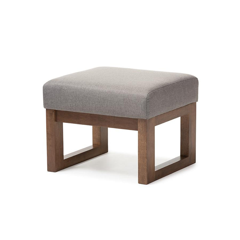 Yashiya Mid-century Retro Modern Grey Fabric Upholstered Ottoman Stool