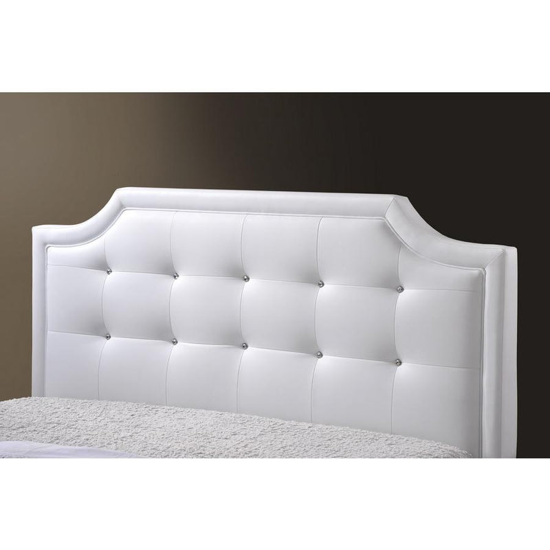 Baxton Studio Carlotta White Modern Bed with Upholstered Headboard - Full Size