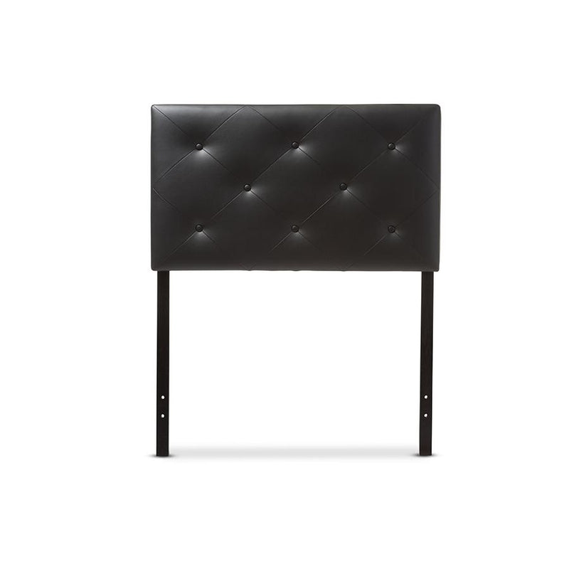 Black Faux Leather Upholstered Twin Size Headboard