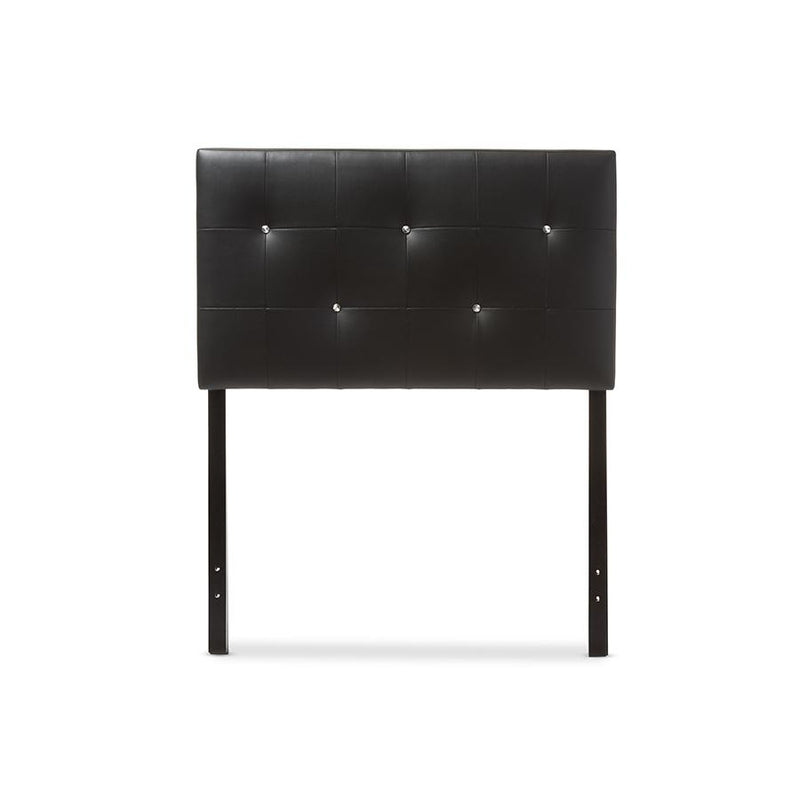 Black Faux Leather Upholstered Twin Size Headboard