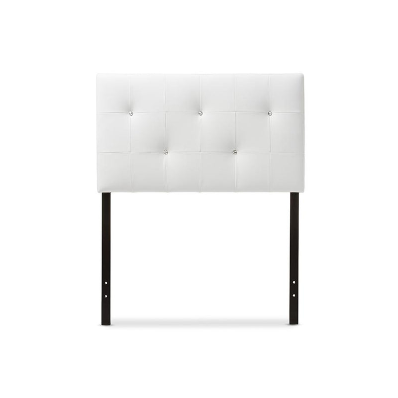 White Faux Leather Upholstered Twin Size Headboard