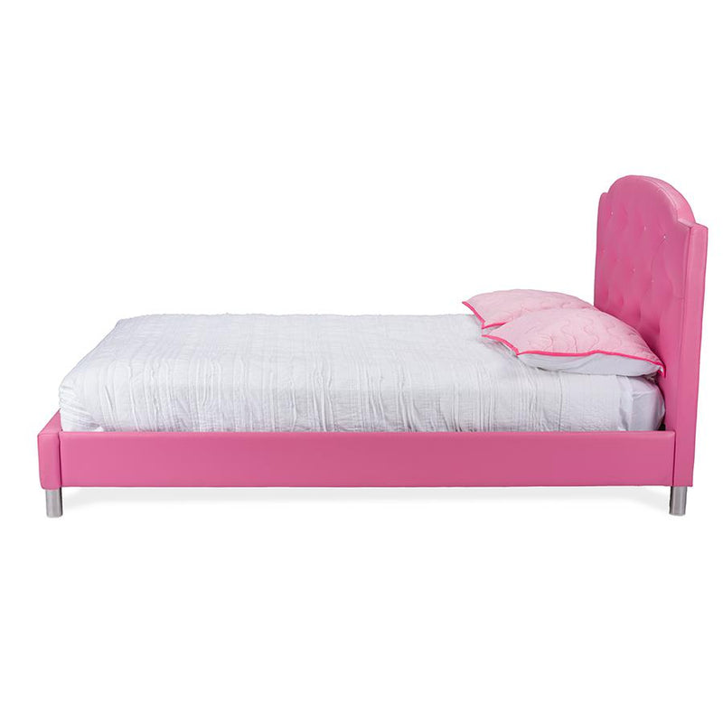 Canterbury Pink Leather Contemporary Full-Size Bed