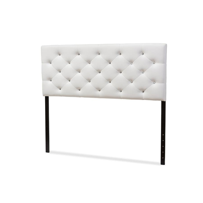 White Faux Leather Upholstered Button-tufted Full Size Headboard