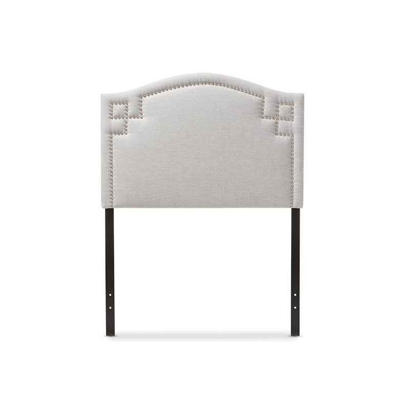 Grayish Beige Fabric Upholstered Twin Size Headboard