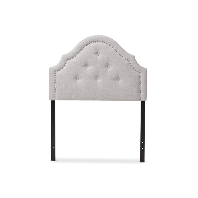 Grayish Beige Fabric Upholstered Twin Size Headboard