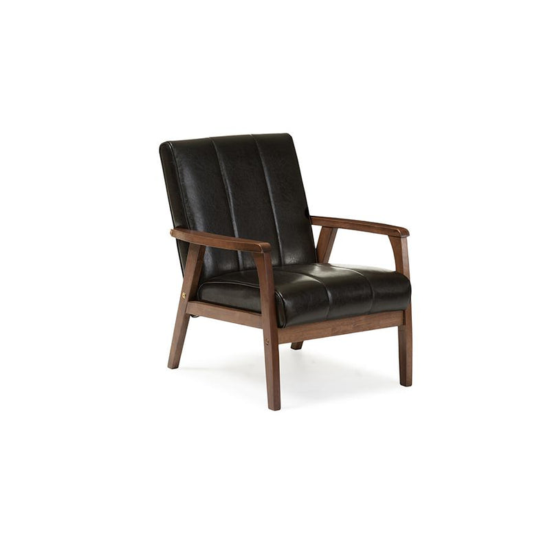 Leather Wooden Lounge Chair