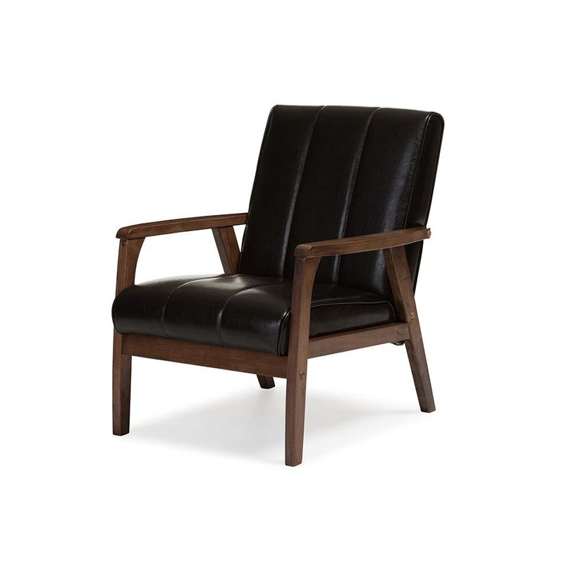 Leather Wooden Lounge Chair