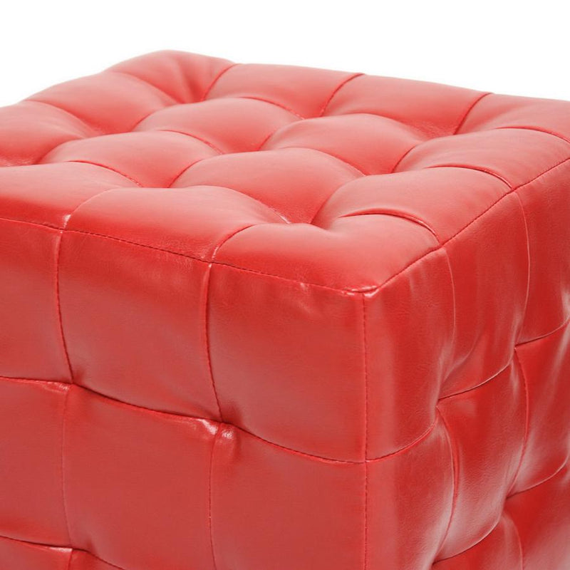 Siskal Red Modern Cube Ottoman (Set of 2)