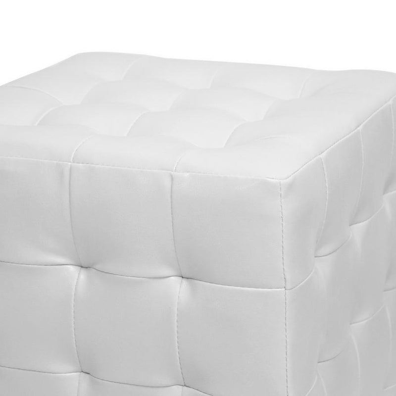 Siskal White Modern Cube Ottoman (Set of 2)