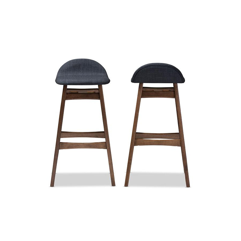 Fabric Upholstered Walnut Wood Finishing 30-Inches Bar Stool (Set of 2)