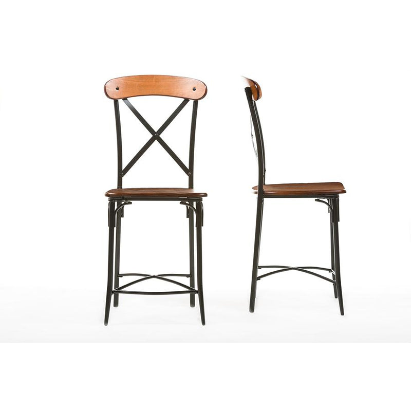 Baxton Studio Broxburn Light Brown Wood & Metal Bar Stool (Set of 2)