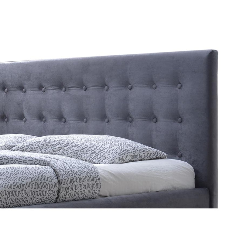 Margaret Modern and Contemporary Grey Velvet Button-tufted Queen Platform Bed