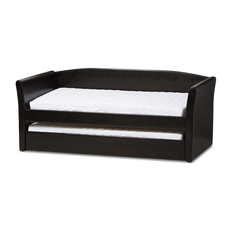 Camino Modern and Contemporary Black Faux Leather Upholstered Daybed