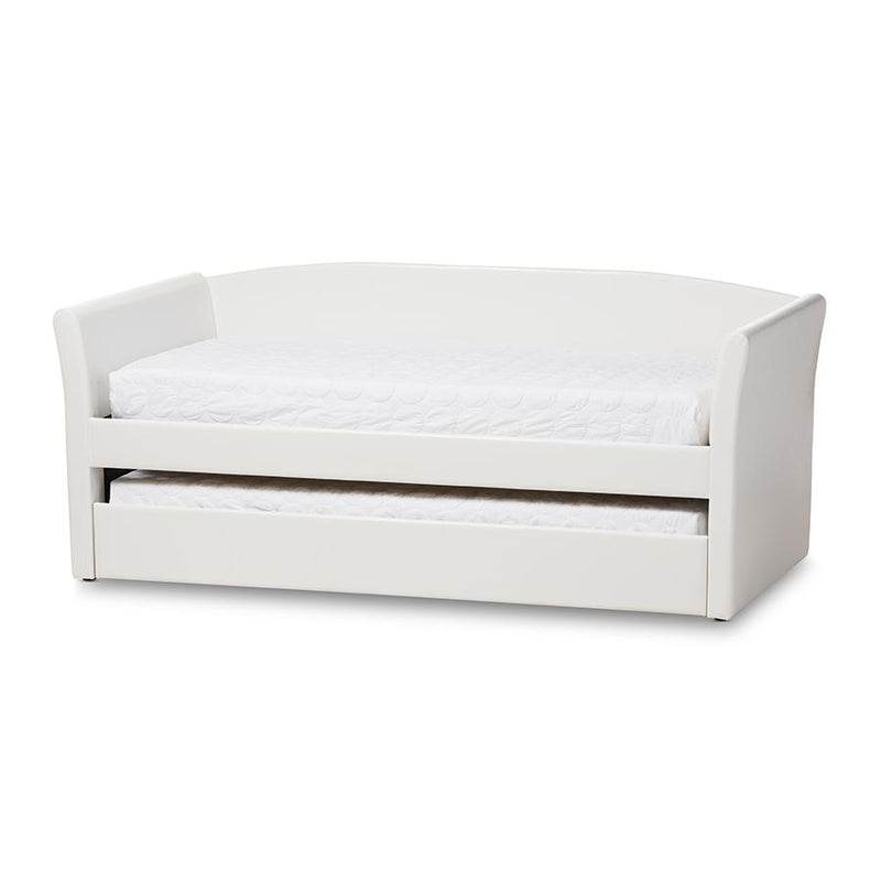 Camino Modern and Contemporary White Faux Leather Upholstered Daybed