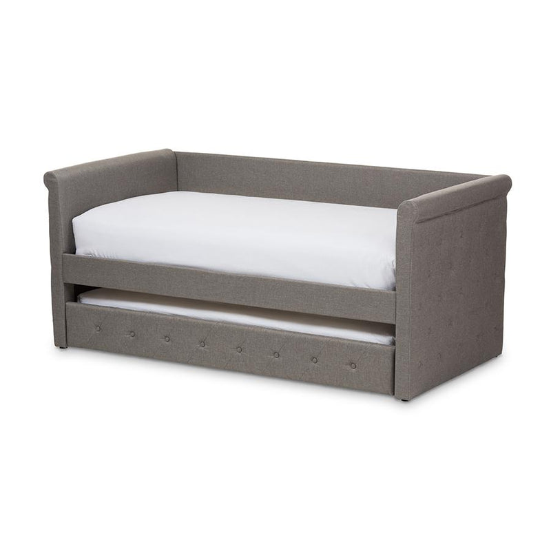 Alena Modern and Contemporary Light Grey Fabric Daybed with Trundle