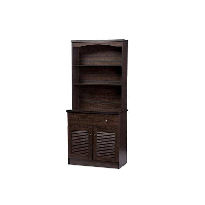 Agni Modern and Contemporary Dark Brown Buffet and Hutch Kitchen Cabinet