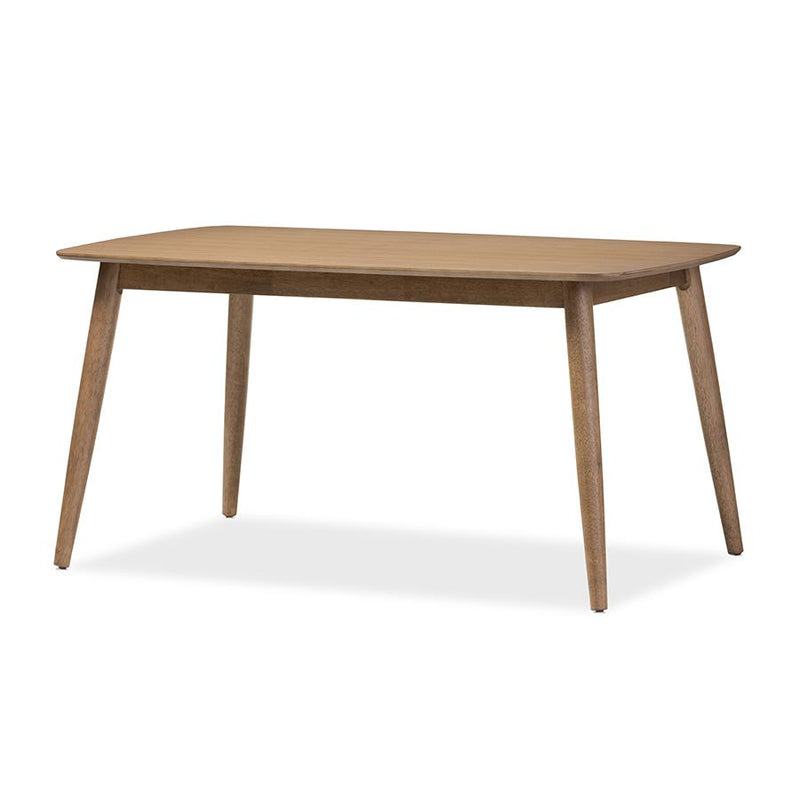 Edna Mid-Century Modern French "Oak" Light Brown Finishing Wood Dining Table