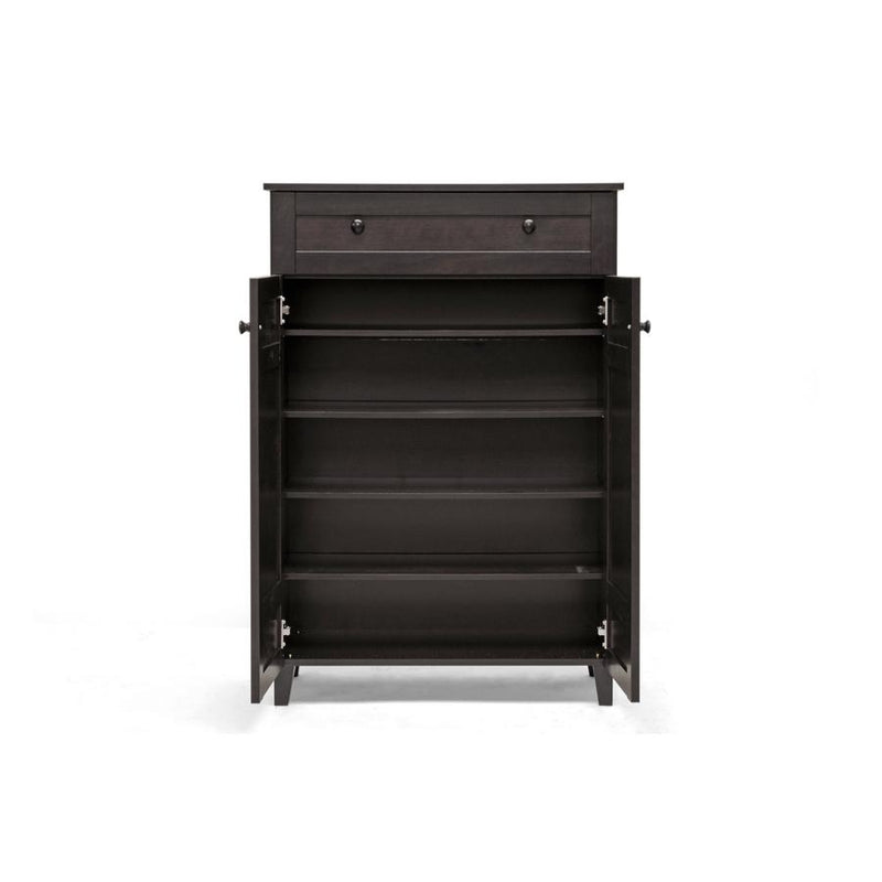 Baxton Studio Glidden Dark Brown Wood Modern Shoe Cabinet (Tall)