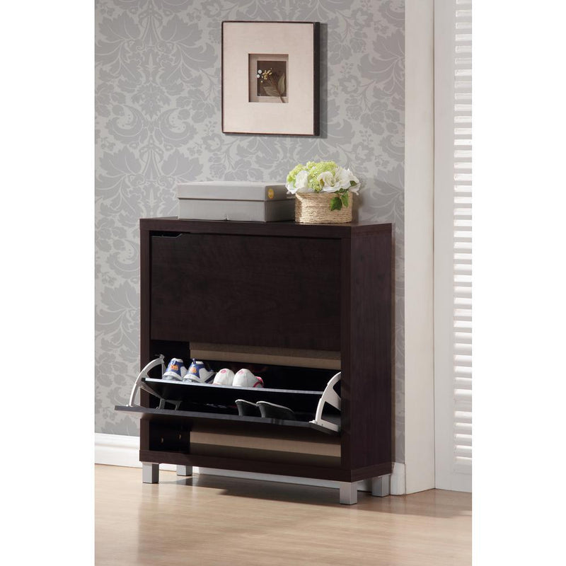 Baxton Studio Simms Dark Brown Modern Shoe Cabinet