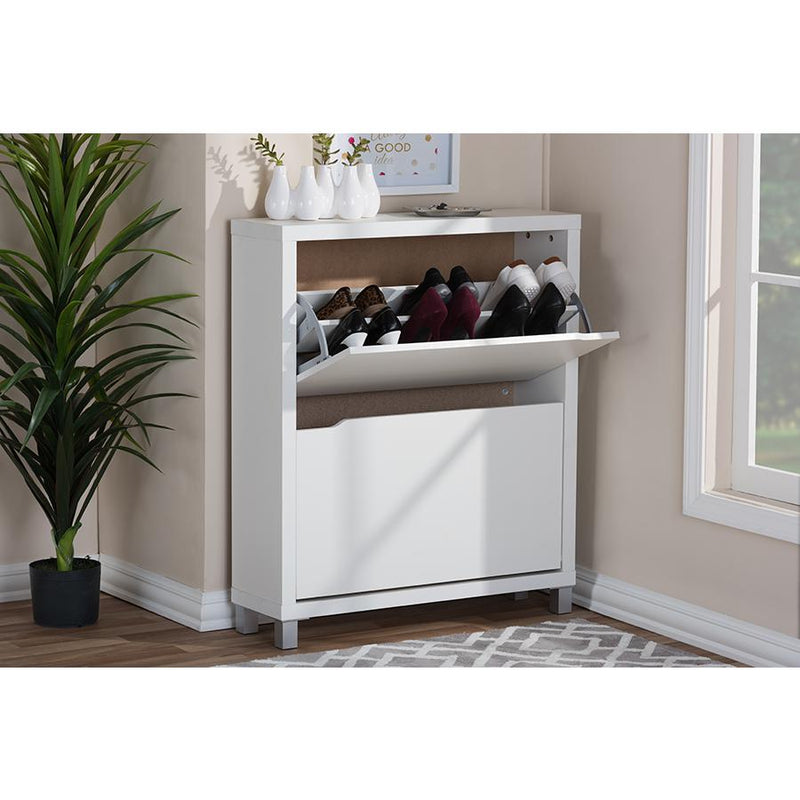 Baxton Studio Simms White Modern Shoe Cabinet