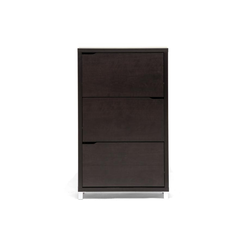 Baxton Studio Simms Dark Brown Modern Shoe Cabinet