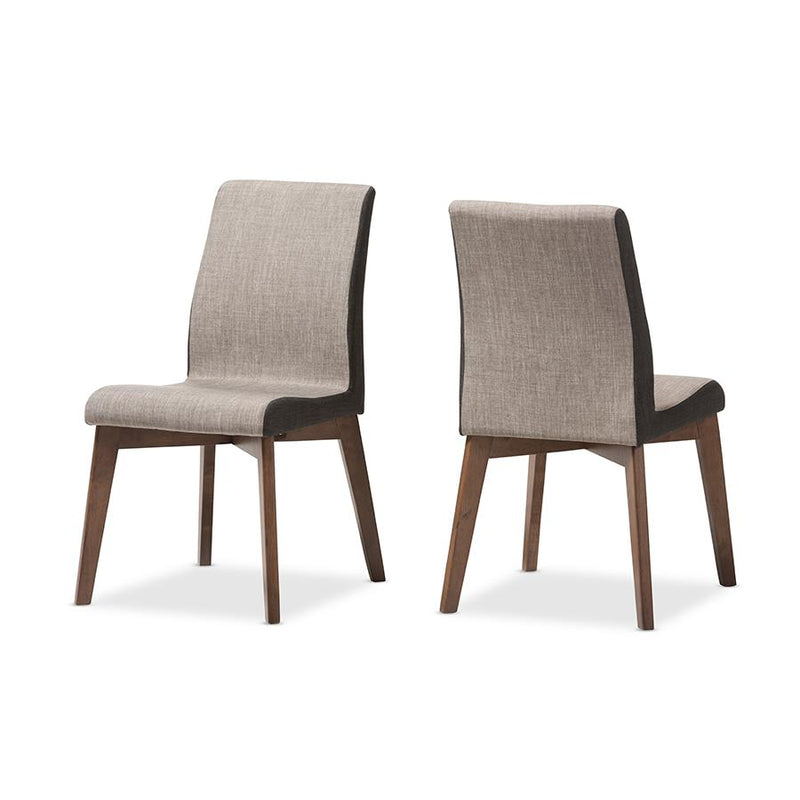 Kimberly Mid-Century Modern Beige and Brown Fabric Dining Chair (Set of 2)