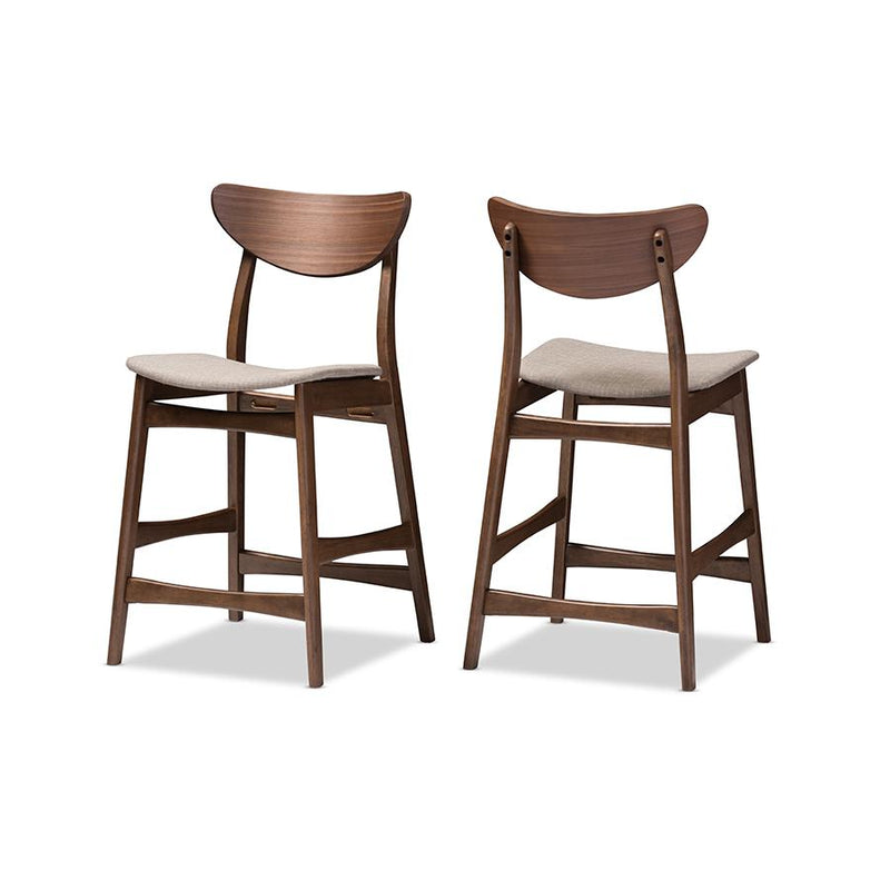 Fabric Upholstered Walnut Wood Finishing 24-Inches Counter Stool (Set of 2)