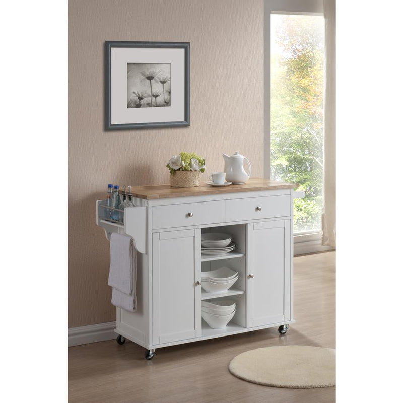 Baxton Studio Meryland White Modern Kitchen Island Cart