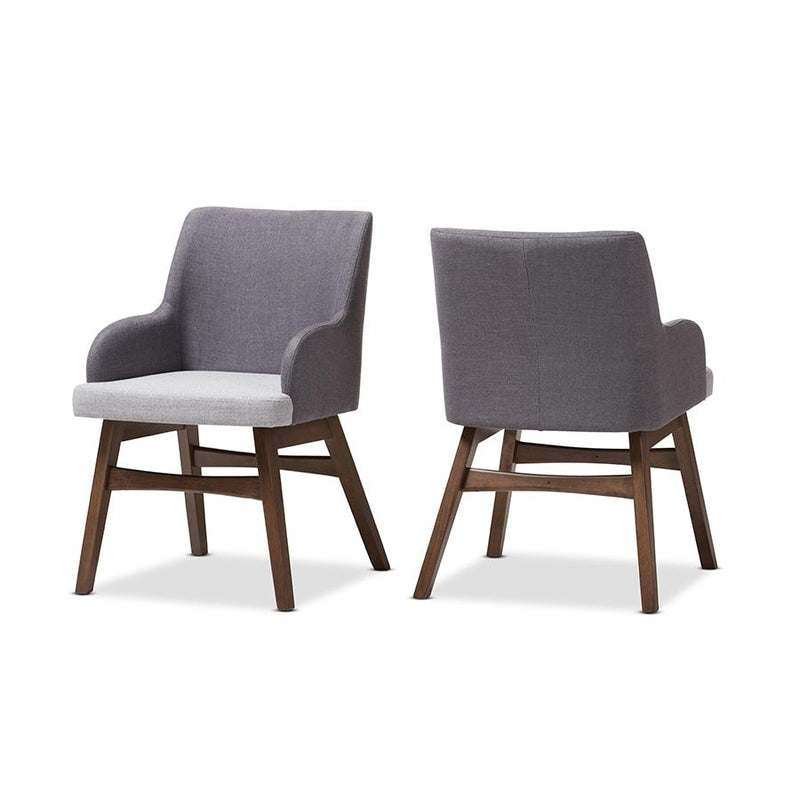 Baxton Studio Monte Mid-Century Modern Two-Tone Grey Fabric Armchair (Set of 2)