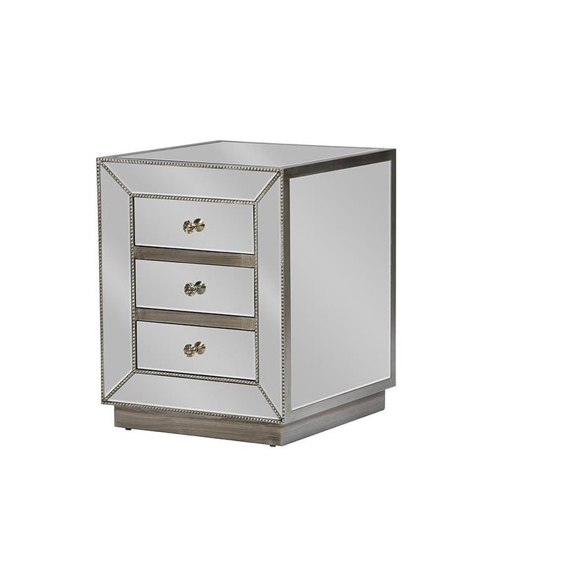 Baxton Studio Currin Contemporary Mirrored 3-Drawer End Table