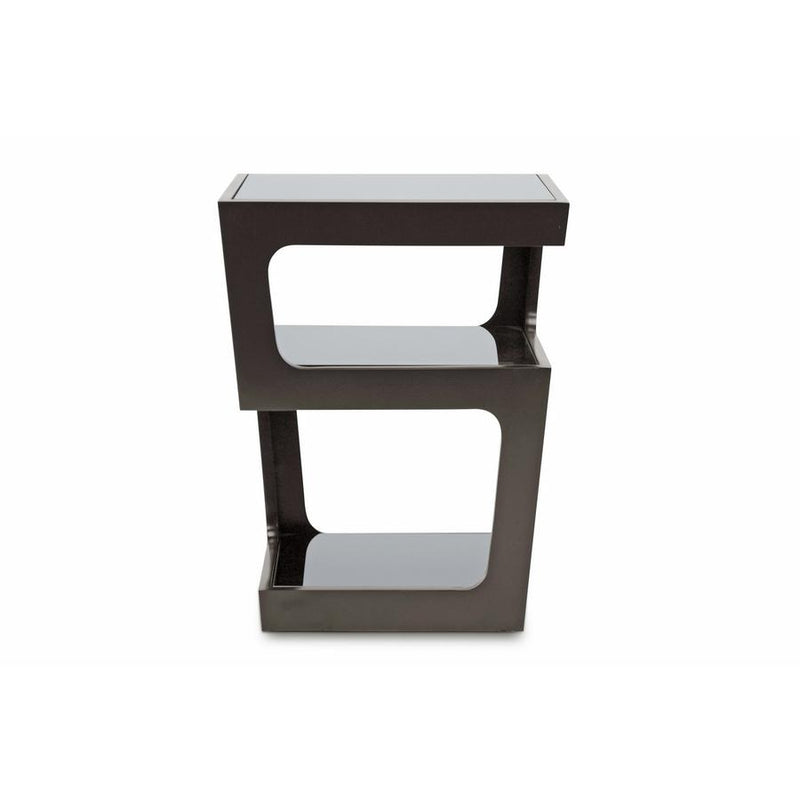 Baxton Studio Clara Black Modern End Table with 3-Tiered Glass Shelves