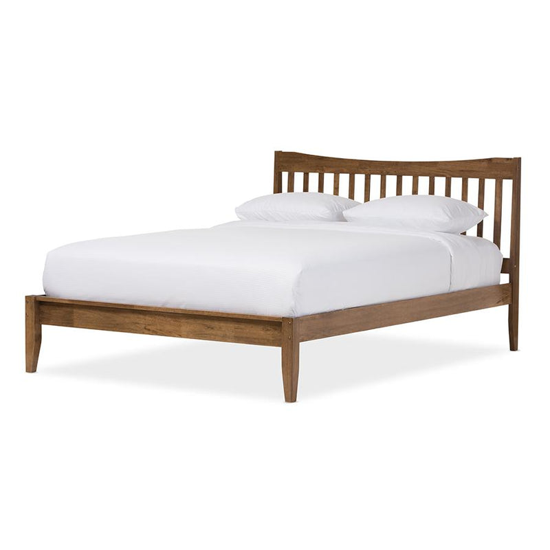 Solid Walnut Wood Curvaceous Slatted Full Size Platform Bed