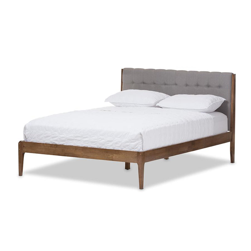 Medium Brown Finish Wood Full Size Platform Bed