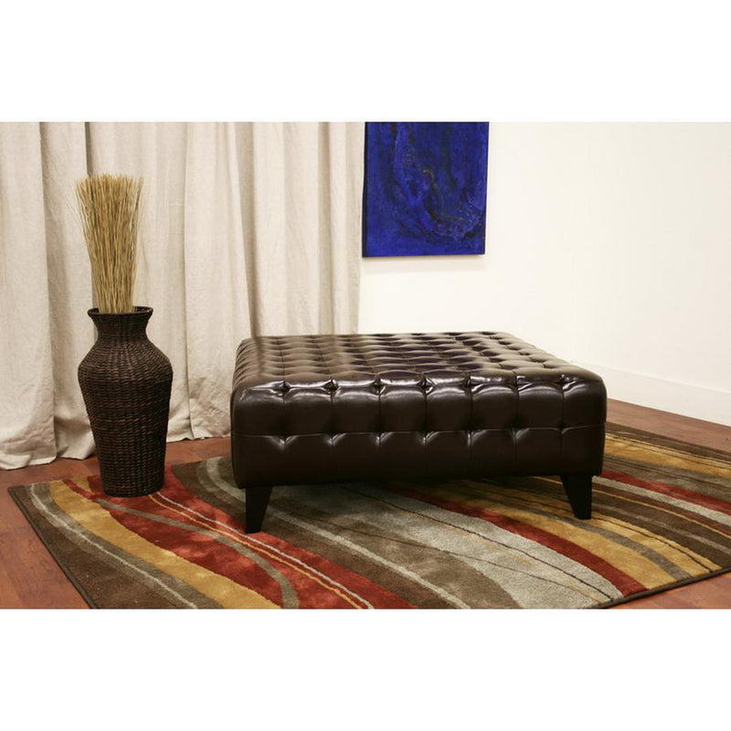 Baxton Studio Pemberly Dark Brown Bonded Leather Square Ottoman