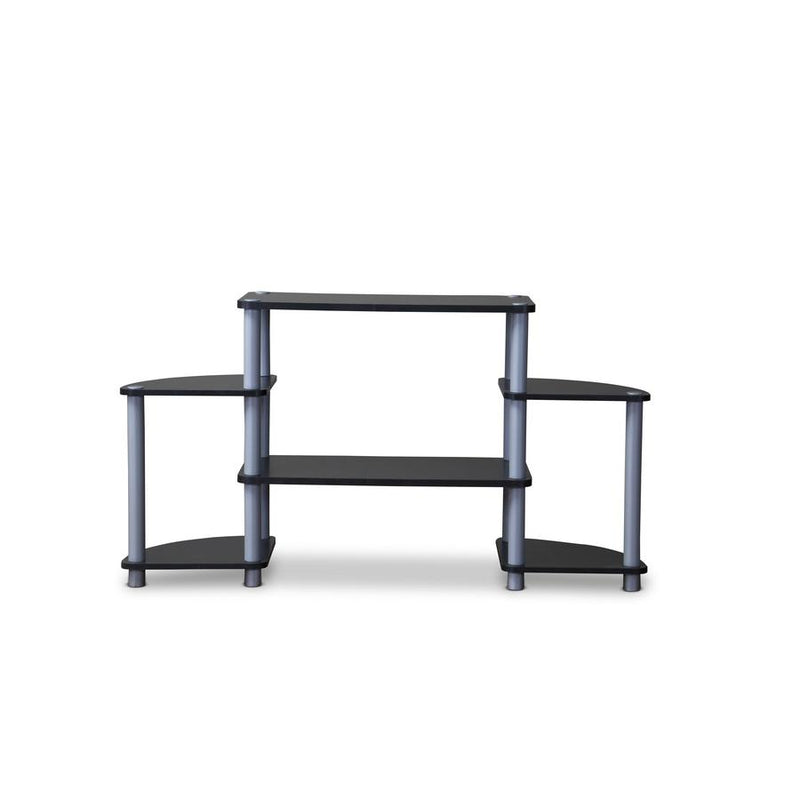 Baxton Studio Orbit Black and Silver 3-Tier TV Stand