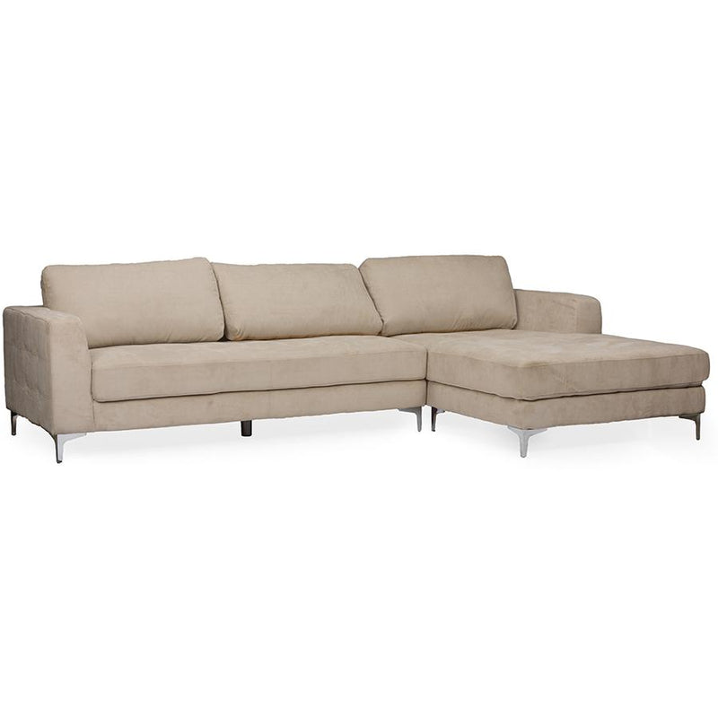 Agnew Contemporary Light Beige Microfiber Right Facing Sectional Sofa