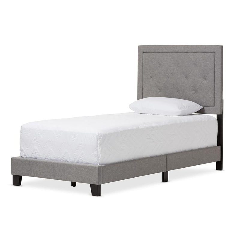 Paris Modern and Contemporary Grey Fabric Upholstered Twin Size Tufting Bed