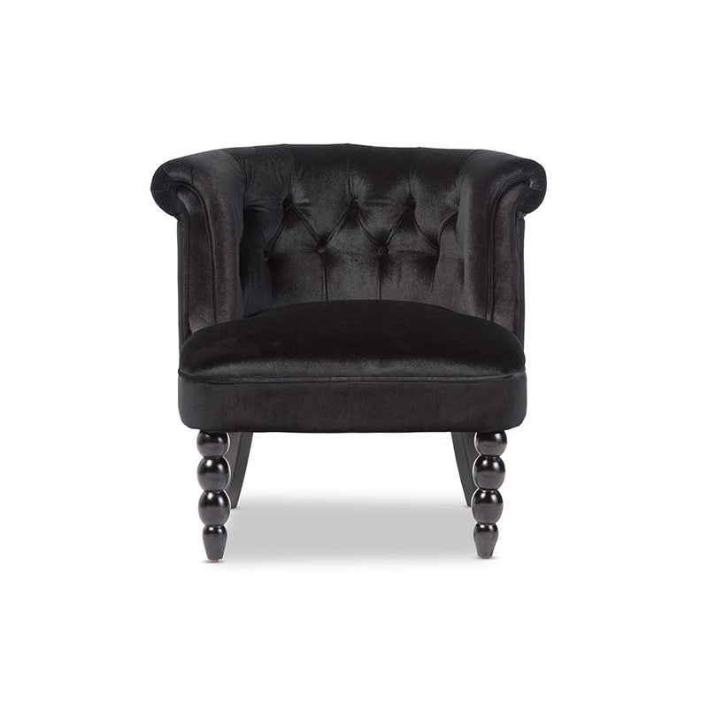 Black Velvet Fabric Upholstered Vanity Accent Chair