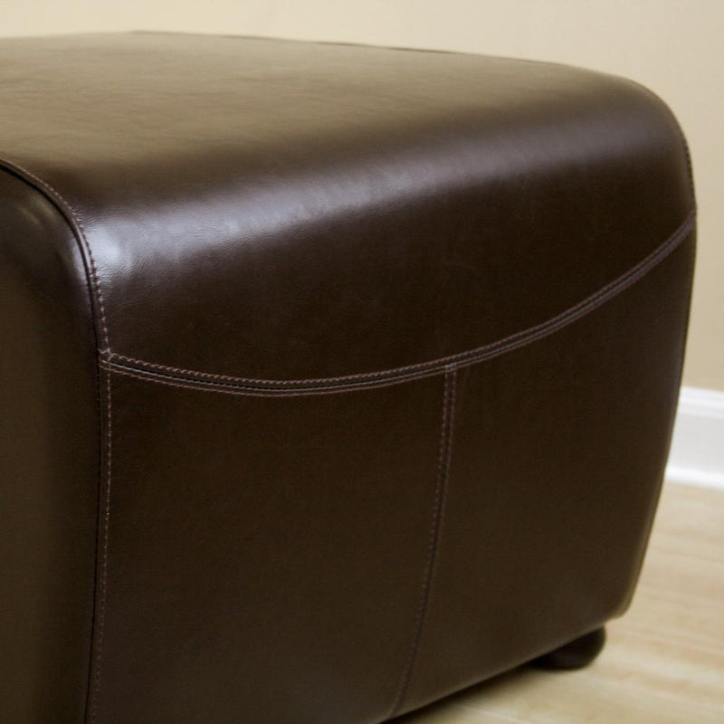 Baxton Studio Dark Brown FauxOttoman with Rounded Sides