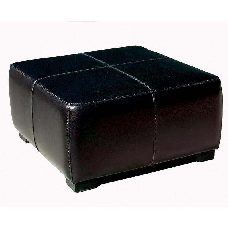 Baxton Studio Black Faux Leather Square Ottoman Footstool