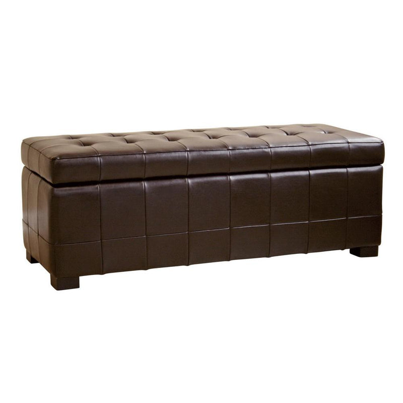 Baxton Studio Dark Brown Faux Storage Bench Ottoman with Dimples