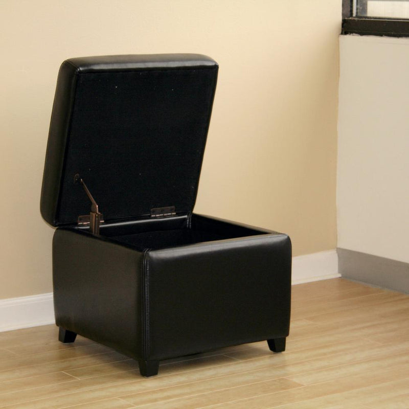 Baxton Studio Black Faux Leather Small Storage Cube Ottoman