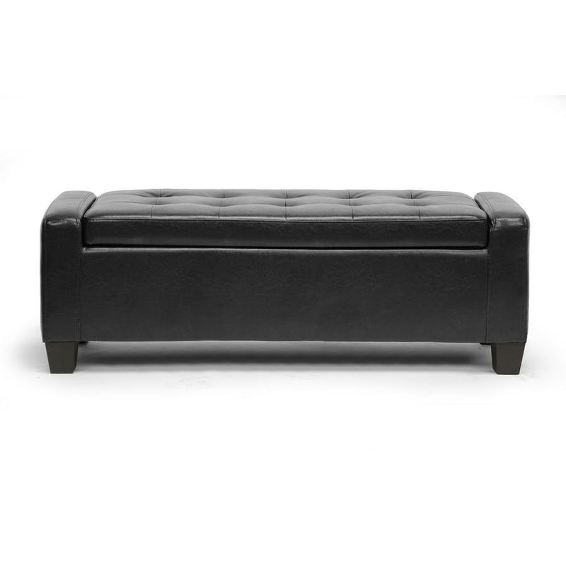 Baxton Studio Manchester Black Ottoman