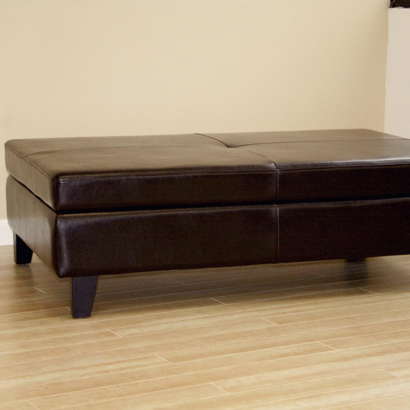 Baxton Studio Dark Brown Faux Leather Storage Cocktail Ottoman