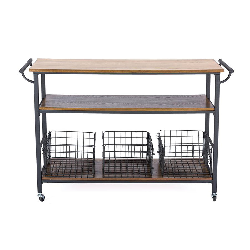 Baxton Studio Lancashire Brown Wood & Metal Kitchen Cart