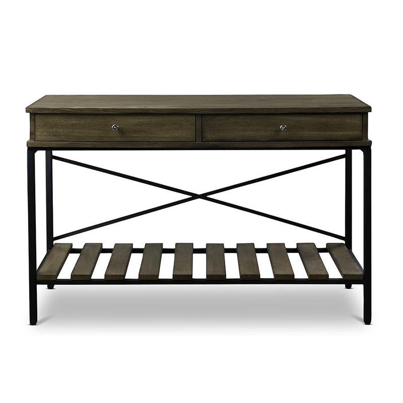 Baxton Studio Newcastle Wood and Metal Console Table-Criss-Cross