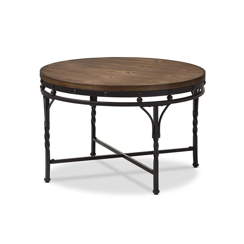 Austin Vintage Industrial Antique Bronze Round Coffee Cocktail Occasional Table