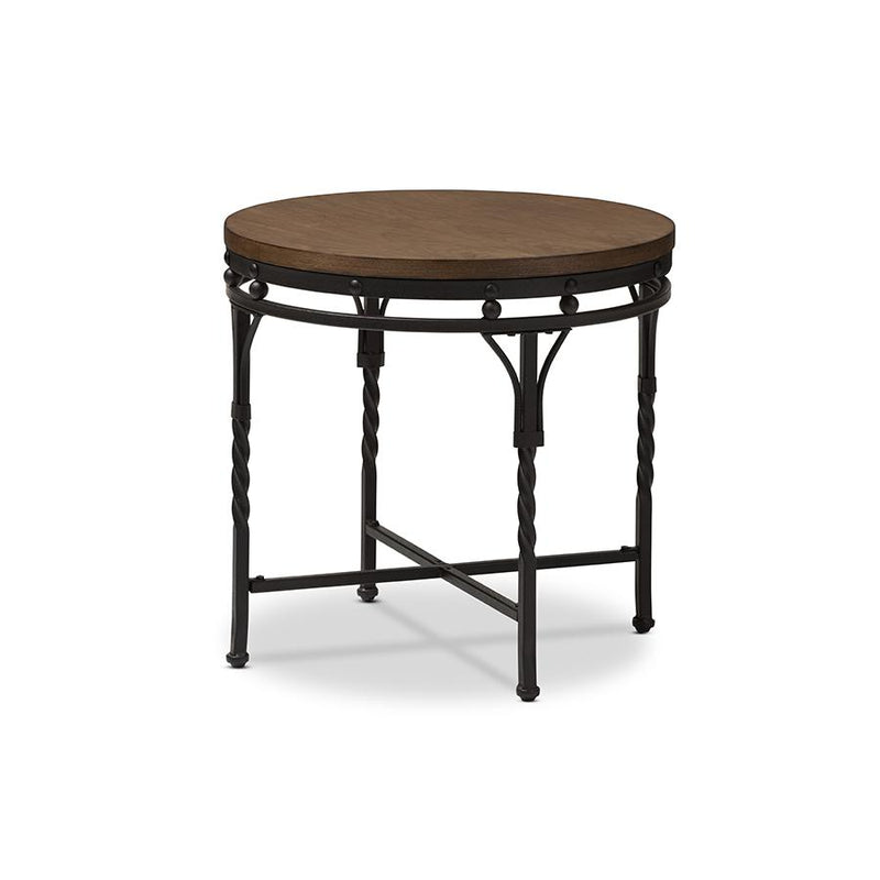 Baxton Studio Austin Vintage Industrial Antique Bronze Round End Table