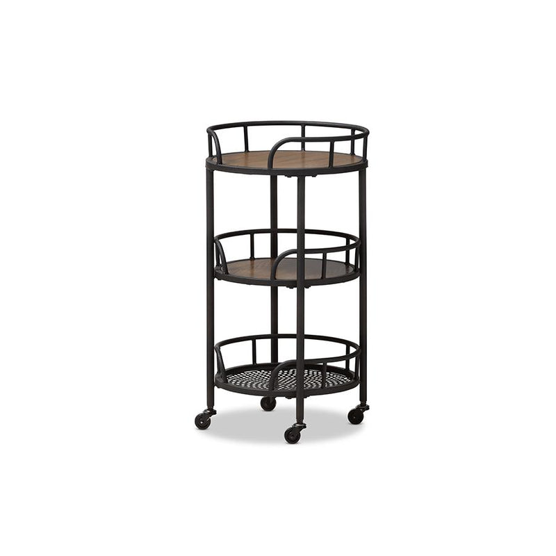 Baxton Studio Bristol Rustic Industrial Style Metal and Wood Mobile Serving Cart