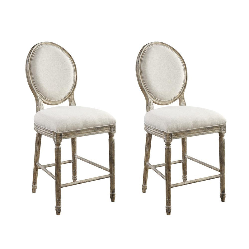 Cream 24" Upholstered Bar Stool Set with Upholstered Seat And Back, Set of Two